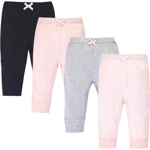 imageTouched by Nature Baby Girls Organic Cotton PantsBlack Lt Pink Stripe