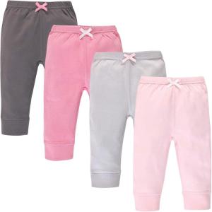 imageTouched by Nature Baby Girls Organic Cotton PantsPink Gray Solid