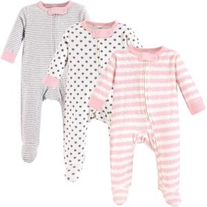 imageTouched by Nature Baby Girls Organic Cotton Sleep and PlayPink Gray Scribble