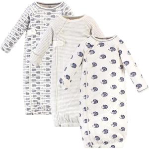 imageTouched by Nature Baby Organic Cotton Zipper GownsHedgehog Side Zipper