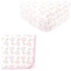 imageOrganic Cotton Fitted Crib Sheet ampamp Cotton Swaddle BlanketFlowerFlowers