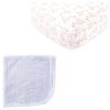 imageOrganic Cotton Fitted Crib Sheet ampamp Cotton Swaddle BlanketFlowerWhite