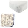 imageOrganic Cotton Fitted Crib Sheet ampamp Cotton Swaddle BlanketGrayElephant