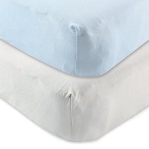 imageOrganic Cotton Fitted Crib Sheet 2PackBlueGray 2 Pk