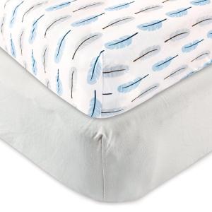 imageOrganic Cotton Fitted Crib Sheet 2PackGrayFeather 2 Pk