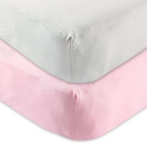 imageOrganic Cotton Fitted Crib Sheet 2PackPinkGray 2 Pk