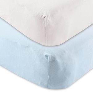 imageOrganic Cotton Fitted Crib Sheet 2PackWhiteBlue 2 Pk