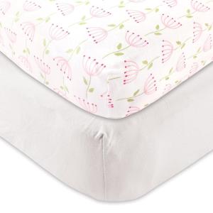 imageOrganic Cotton Fitted Crib Sheet 2PackWhiteFlower 2 Pk