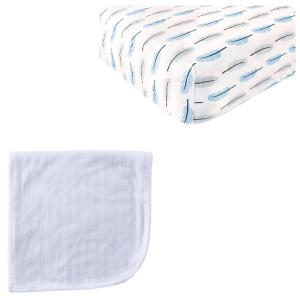 imageOrganic Cotton Fitted Crib Sheet ampamp Cotton Swaddle BlanketFeatherWhite