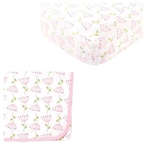 imageOrganic Cotton Fitted Crib Sheet ampamp Cotton Swaddle BlanketFlowerFlowers