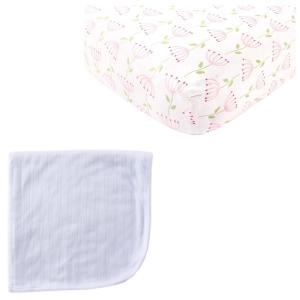 imageOrganic Cotton Fitted Crib Sheet ampamp Cotton Swaddle BlanketFlowerWhite