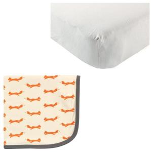 imageOrganic Cotton Fitted Crib Sheet ampamp Cotton Swaddle BlanketGrayFox
