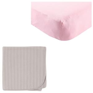 imageOrganic Cotton Fitted Crib Sheet ampamp Cotton Swaddle BlanketPinkGray