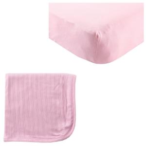 imageOrganic Cotton Fitted Crib Sheet ampamp Cotton Swaddle BlanketPinkPink
