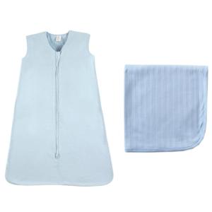 imageOrganic Cotton Wearable Sleeping Bag ampamp Organic Cotton Swaddle BlanketBlue