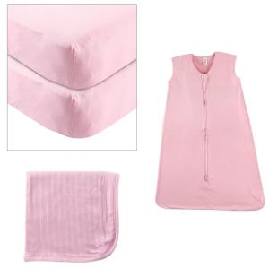 imageOrganic Fitted Crib Sheet 2Pack Cotton Swaddle Blanket ampamp Wearable Sleeping BagPink
