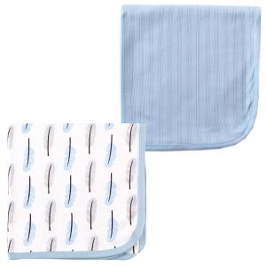 imageTouched by Nature Organic Cotton Swaddle Blanket 2PackBlueFeathers
