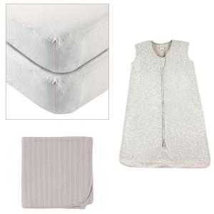 imageOrganic Fitted Crib Sheet 2Pack Cotton Swaddle Blanket ampamp Wearable Sleeping BagGray