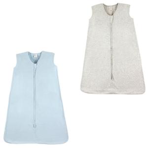 imageTouched by Nature Baby Organic Cotton Sleeveless Wearable Sleeping Bag Sack Blanket Solid BlueSolid Gray 06 MonthsBlue Gray 2pack