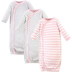 imageTouched by Nature Baby Girls Organic Cotton Kimono GownsPink Gray Scribble