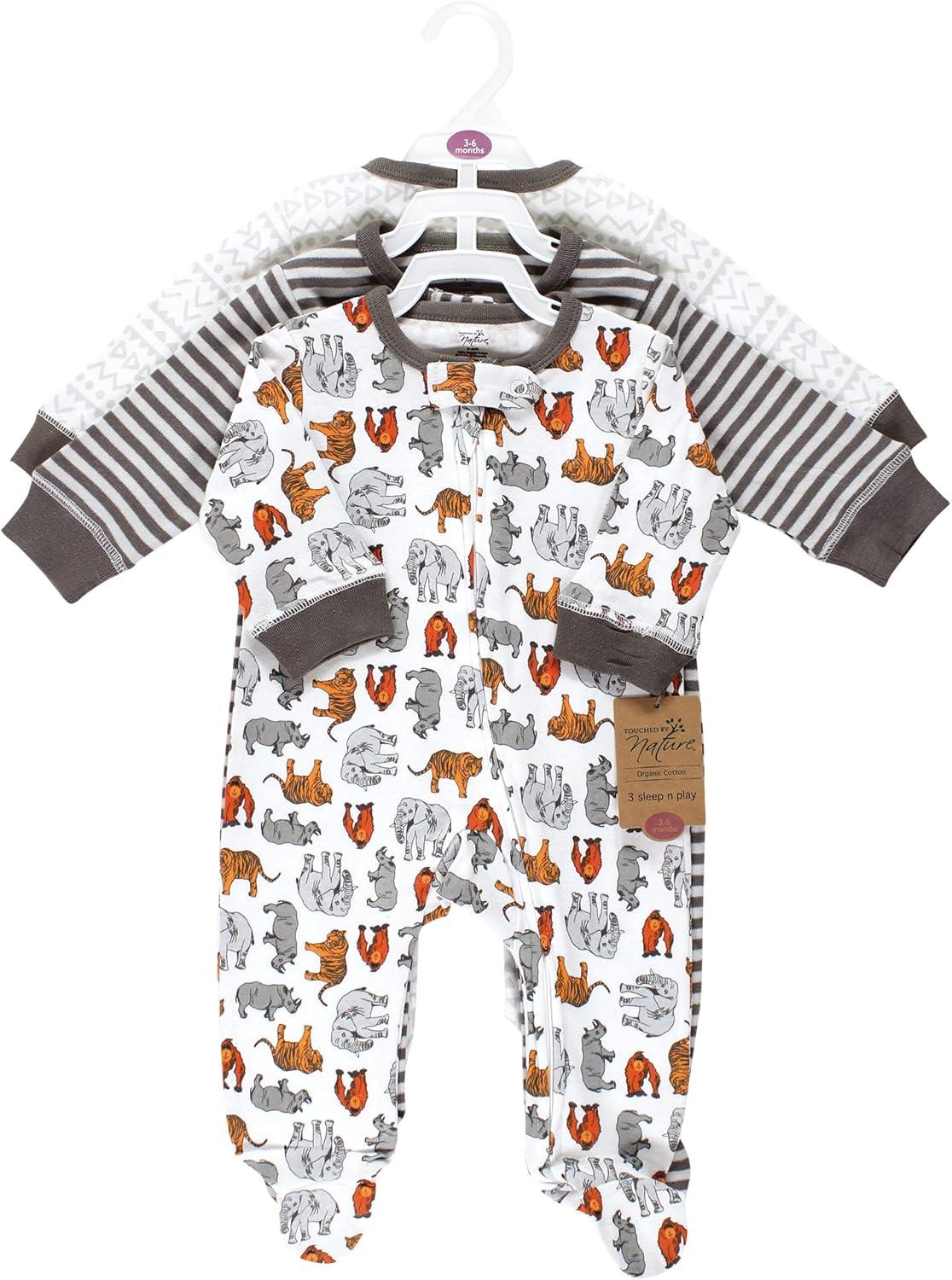 imageTouched by Nature Unisex Baby Organic Cotton Sleep and PlayNeutral Endangered Safari