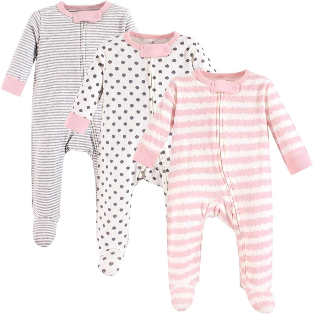 imageTouched by Nature Unisex Baby Organic Cotton Sleep and PlayPink Gray Scribble