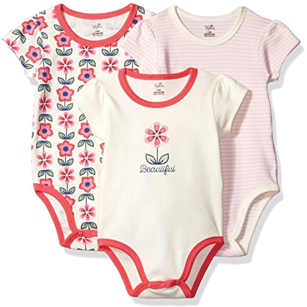 imageTouched by Nature babygirls Organic Cotton BodysuitsFlower 3pack