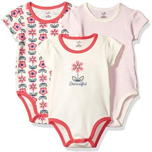 imageTouched by Nature babygirls Organic Cotton BodysuitsFlower 3pack