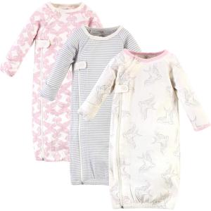imageTouched by Nature Baby Girls Organic Cotton Zipper GownsBird Side Zipper