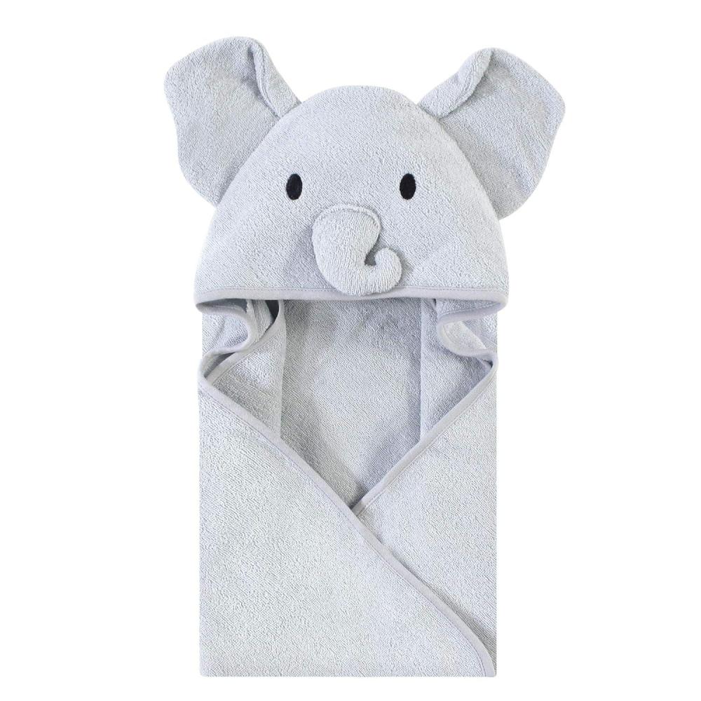 imageTouched by Nature Unisex Baby Organic Cotton Animal Face Hooded Towels Gray Elephant One SizeGray Elephant