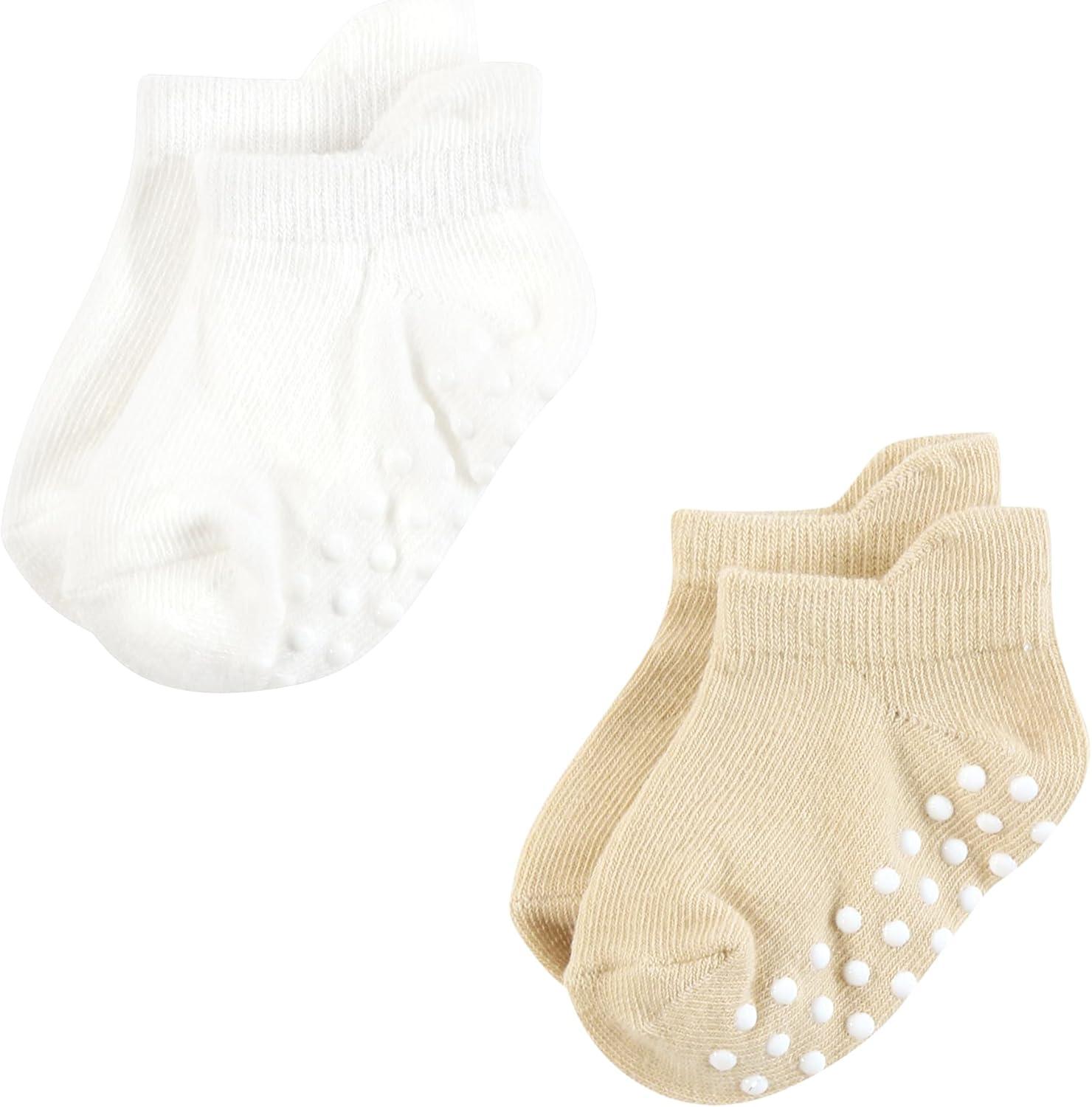 imageTouched by Nature Girls Unisex Baby Organic Cotton Socks with NonSkid Gripper for Fall ResistanceBeige Neutral