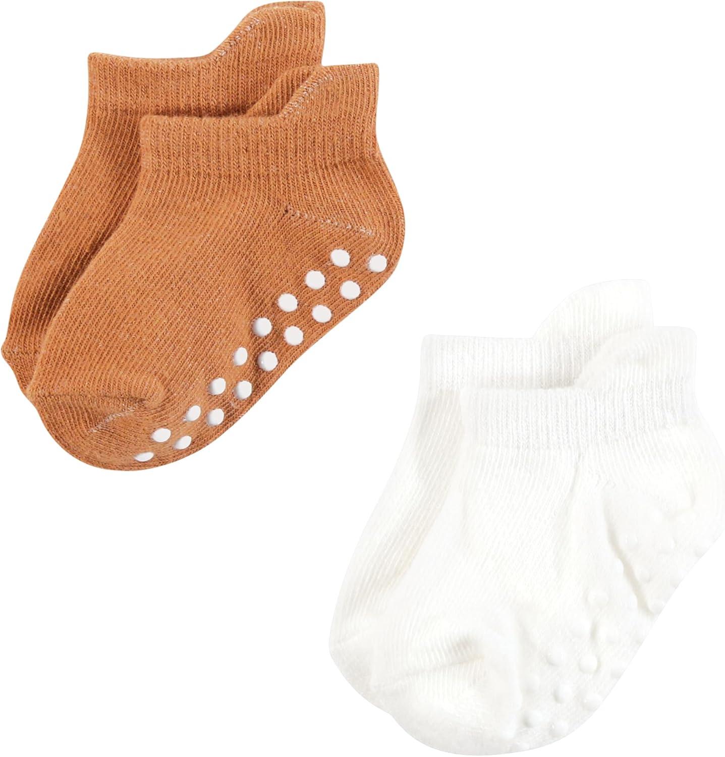 imageTouched by Nature Girls Unisex Baby Organic Cotton Socks with NonSkid Gripper for Fall ResistanceBeige Neutral