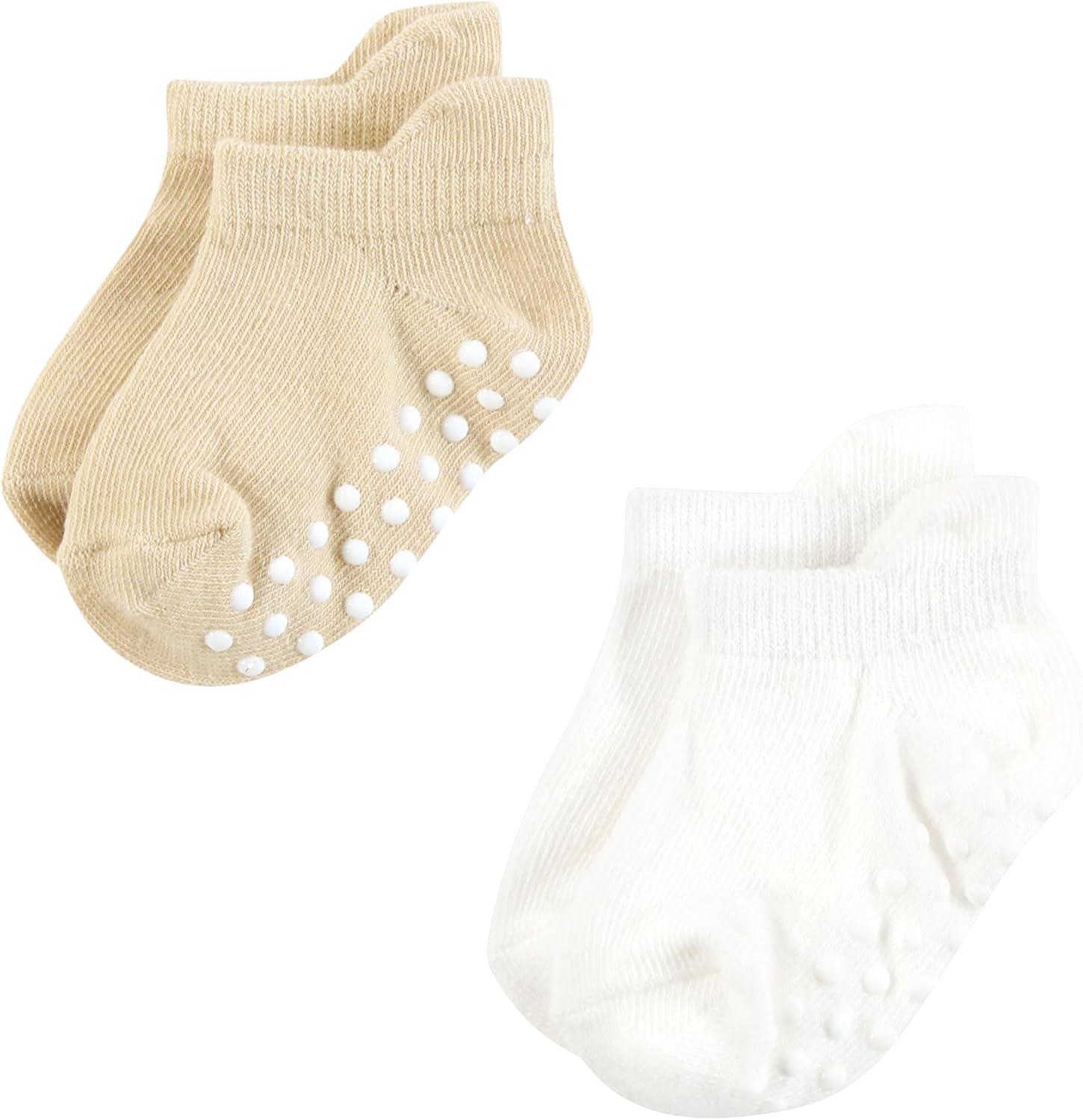 imageTouched by Nature Girls Unisex Baby Organic Cotton Socks with NonSkid Gripper for Fall ResistanceBlue Neutral