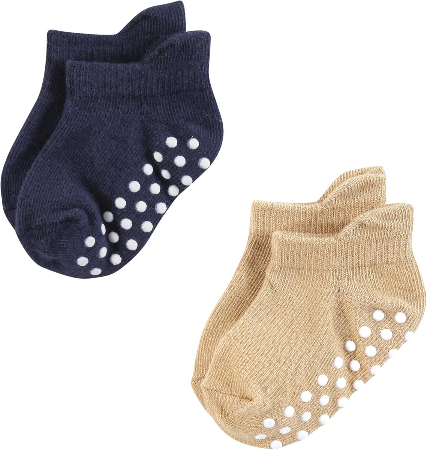 imageTouched by Nature Girls Unisex Baby Organic Cotton Socks with NonSkid Gripper for Fall ResistanceBlue Neutral