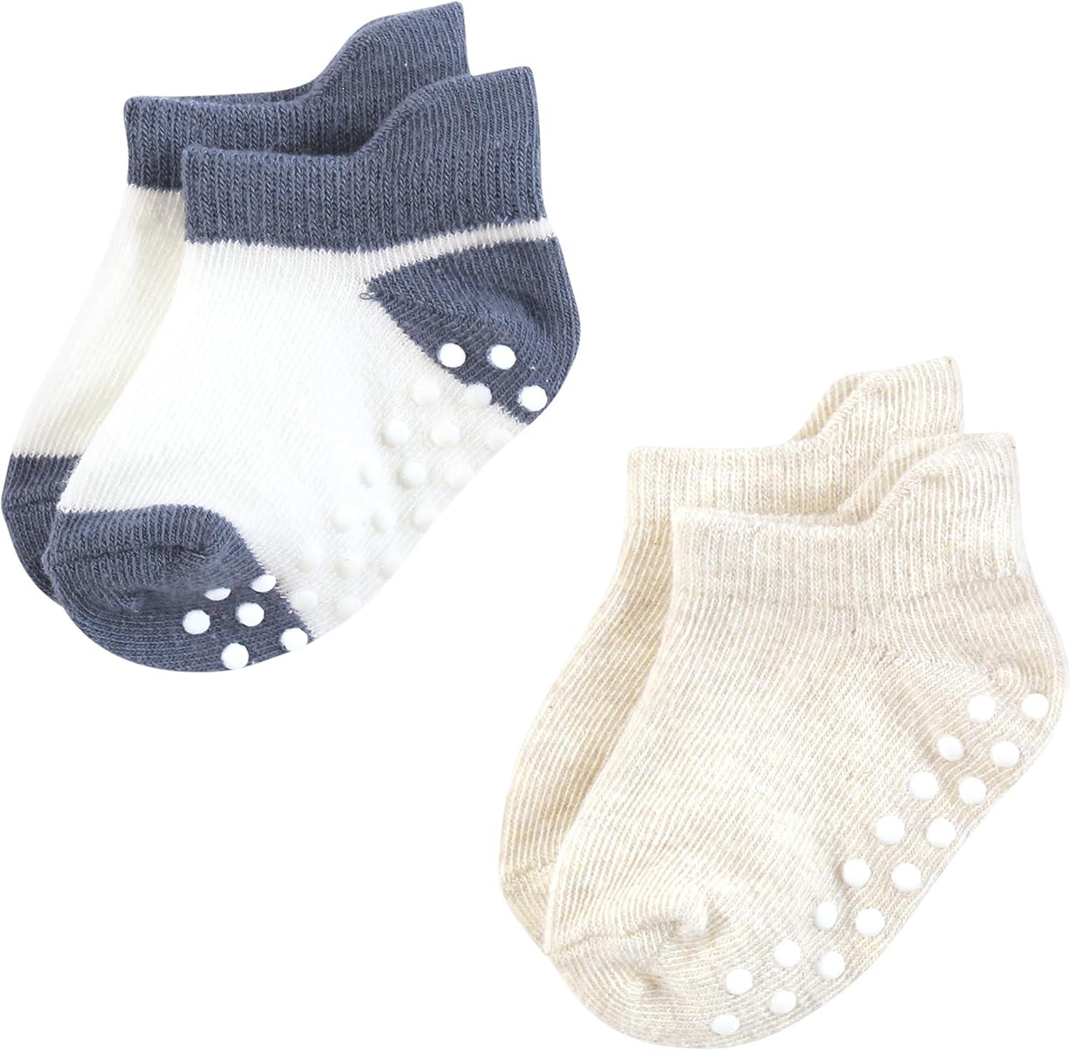 imageTouched by Nature Girls Unisex Baby Organic Cotton Socks with NonSkid Gripper for Fall ResistanceBlue Sage Neutral