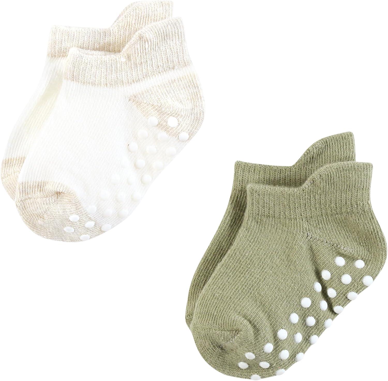 imageTouched by Nature Girls Unisex Baby Organic Cotton Socks with NonSkid Gripper for Fall ResistanceBlue Sage Neutral