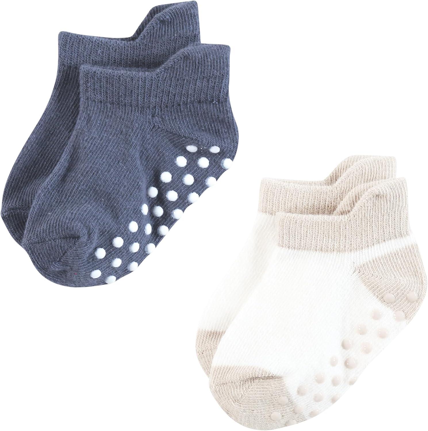 imageTouched by Nature Girls Unisex Baby Organic Cotton Socks with NonSkid Gripper for Fall ResistanceBlue Sage Neutral