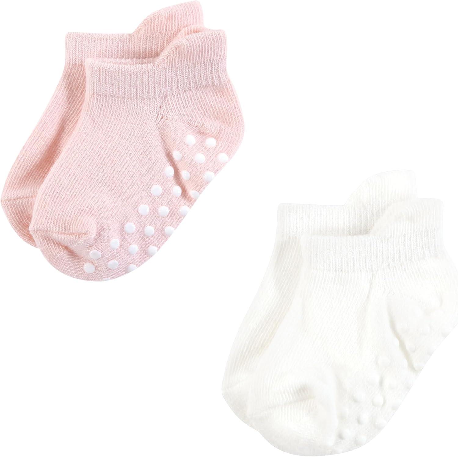 imageTouched by Nature Girls Unisex Baby Organic Cotton Socks with NonSkid Gripper for Fall ResistanceSoft Pink Neutral