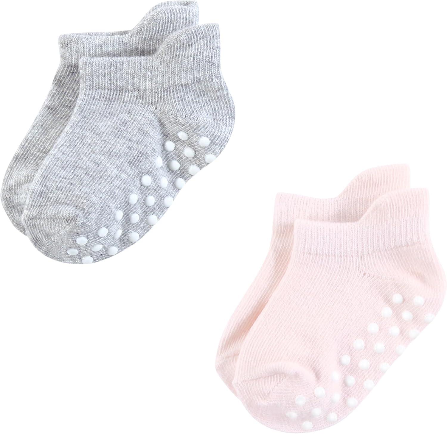imageTouched by Nature Girls Unisex Baby Organic Cotton Socks with NonSkid Gripper for Fall ResistanceSoft Pink Neutral