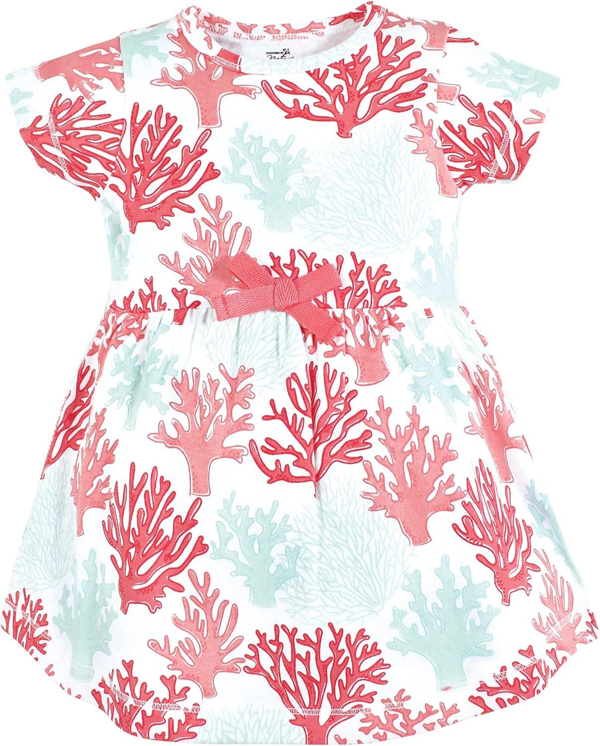 imageTouched by Nature Infant Toddler Girls Organic Cotton Dress and Cardigan Rainbows SunshineCoral Reef