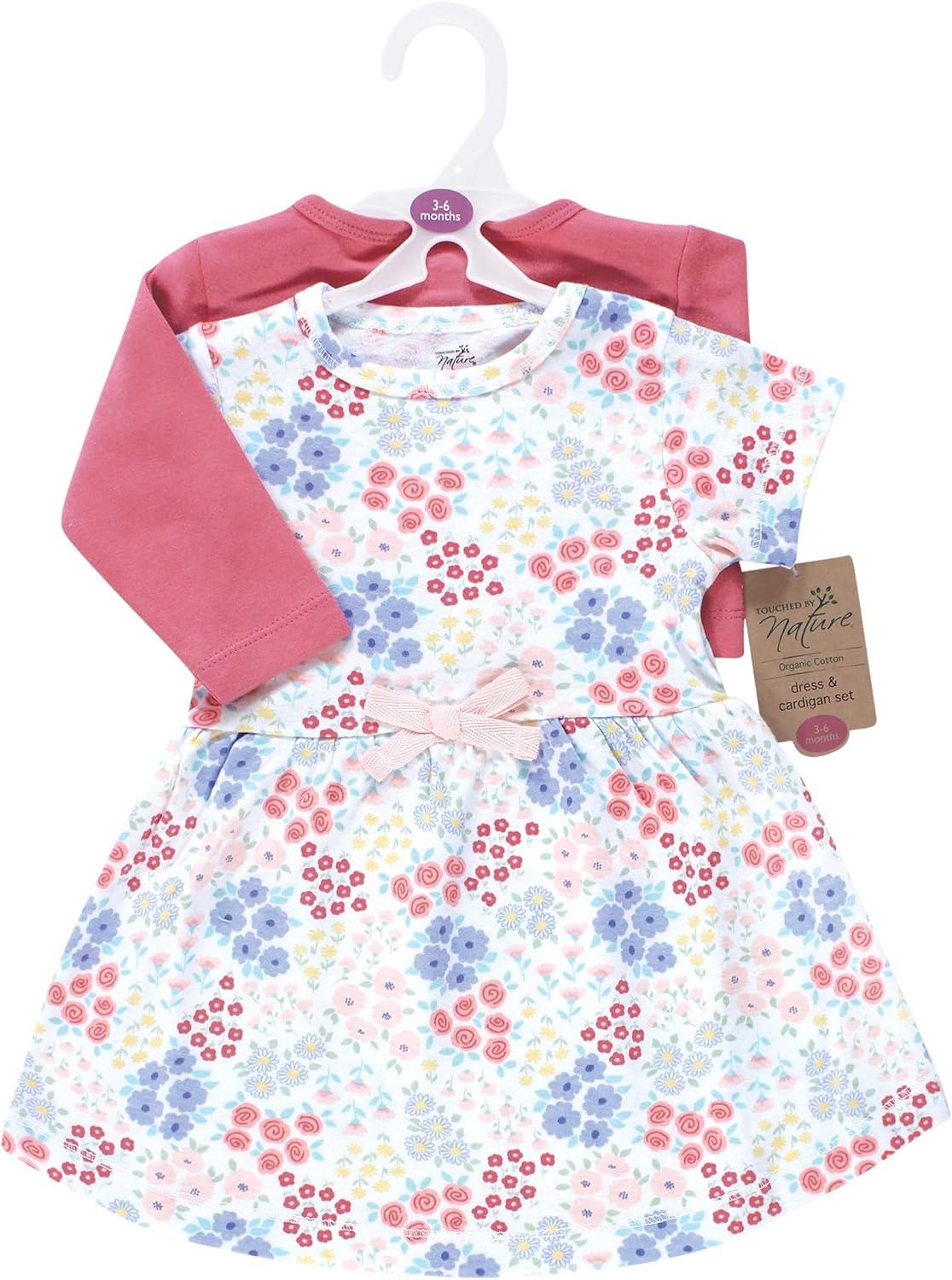 imageTouched by Nature Infant Toddler Girls Organic Cotton Dress and Cardigan Rainbows SunshineFlower Market