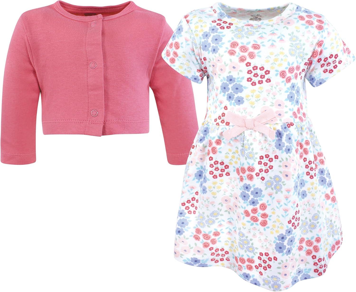 imageTouched by Nature Infant Toddler Girls Organic Cotton Dress and Cardigan Rainbows SunshineFlower Market