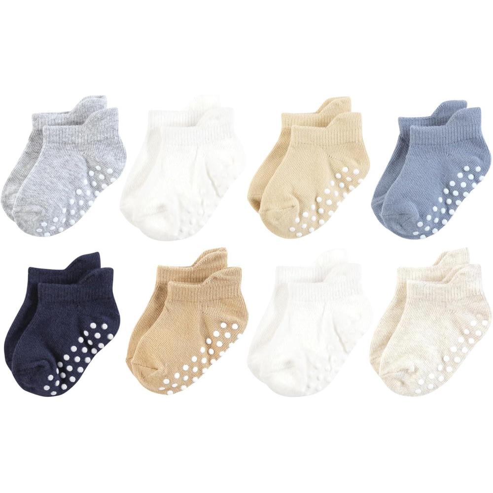 imageTouched by Nature Girls Unisex Baby Organic Cotton Socks with NonSkid Gripper for Fall ResistanceBlue Neutral