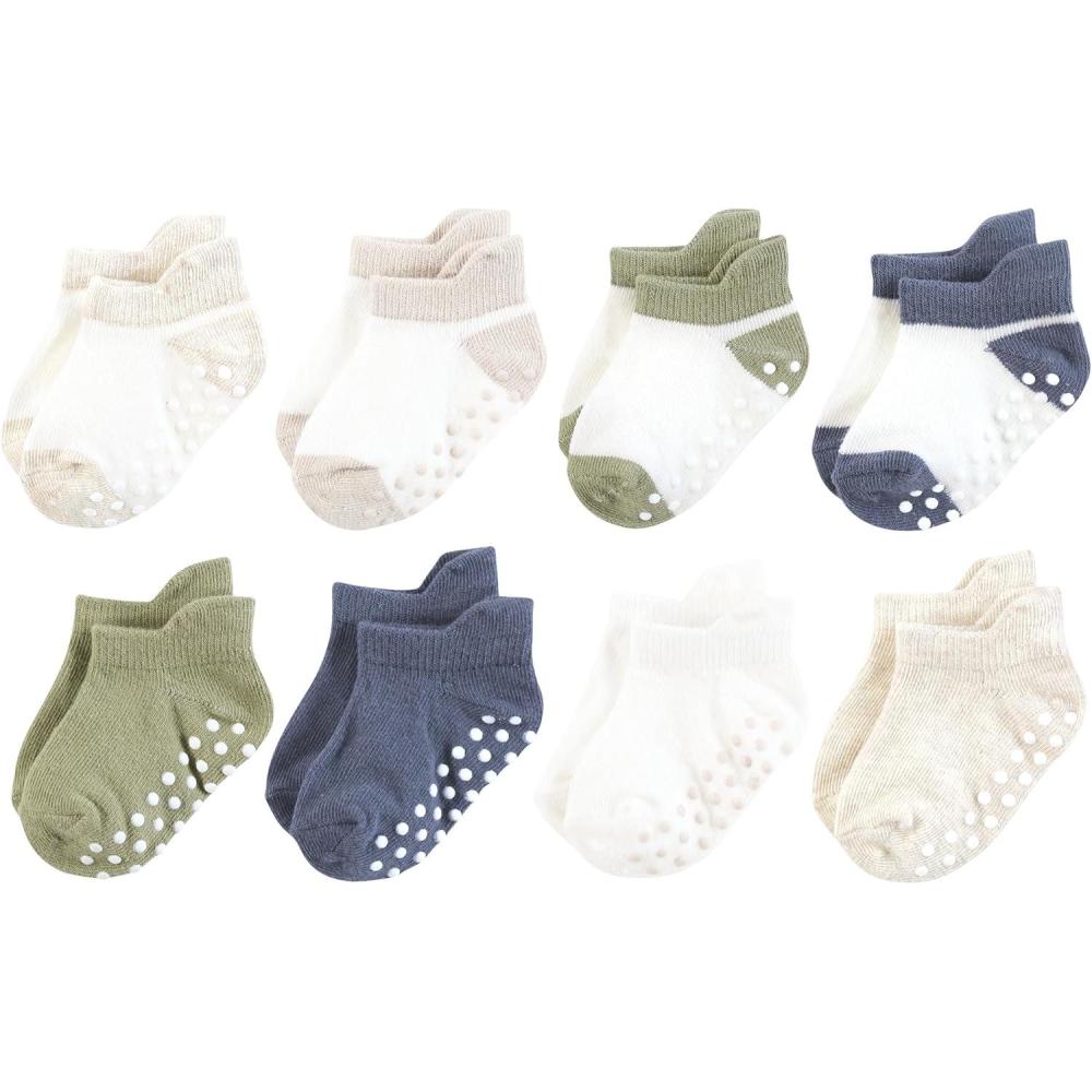 imageTouched by Nature Girls Unisex Baby Organic Cotton Socks with NonSkid Gripper for Fall ResistanceBlue Sage Neutral