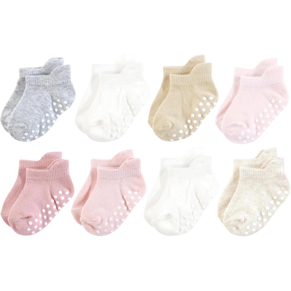 imageTouched by Nature Girls Unisex Baby Organic Cotton Socks with NonSkid Gripper for Fall ResistanceSoft Pink Neutral