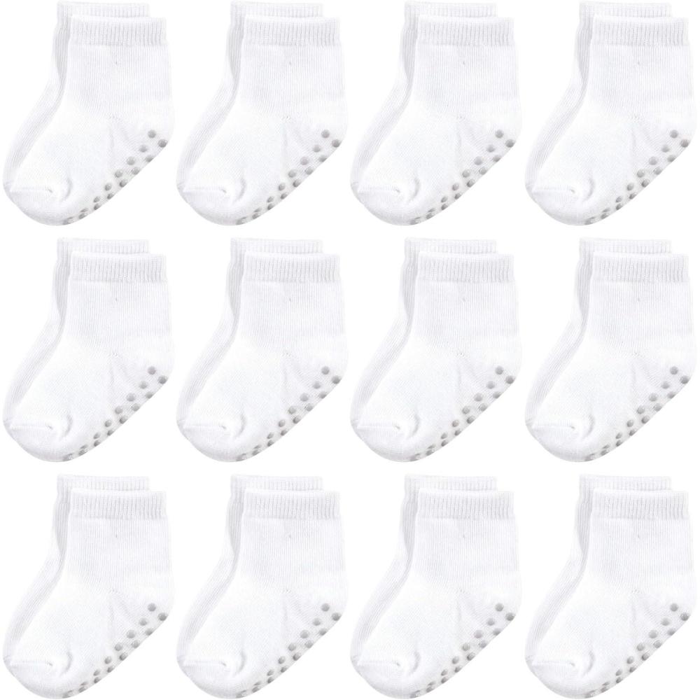 imageTouched by Nature Girls Unisex Baby Organic Cotton Socks with NonSkid Gripper for Fall ResistanceWhite