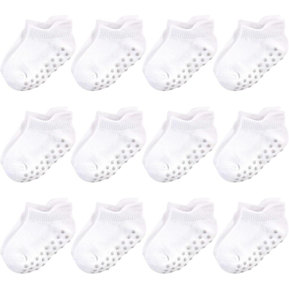 imageTouched by Nature Girls Unisex Baby Organic Cotton Socks with NonSkid Gripper for Fall ResistanceWhite Noshow