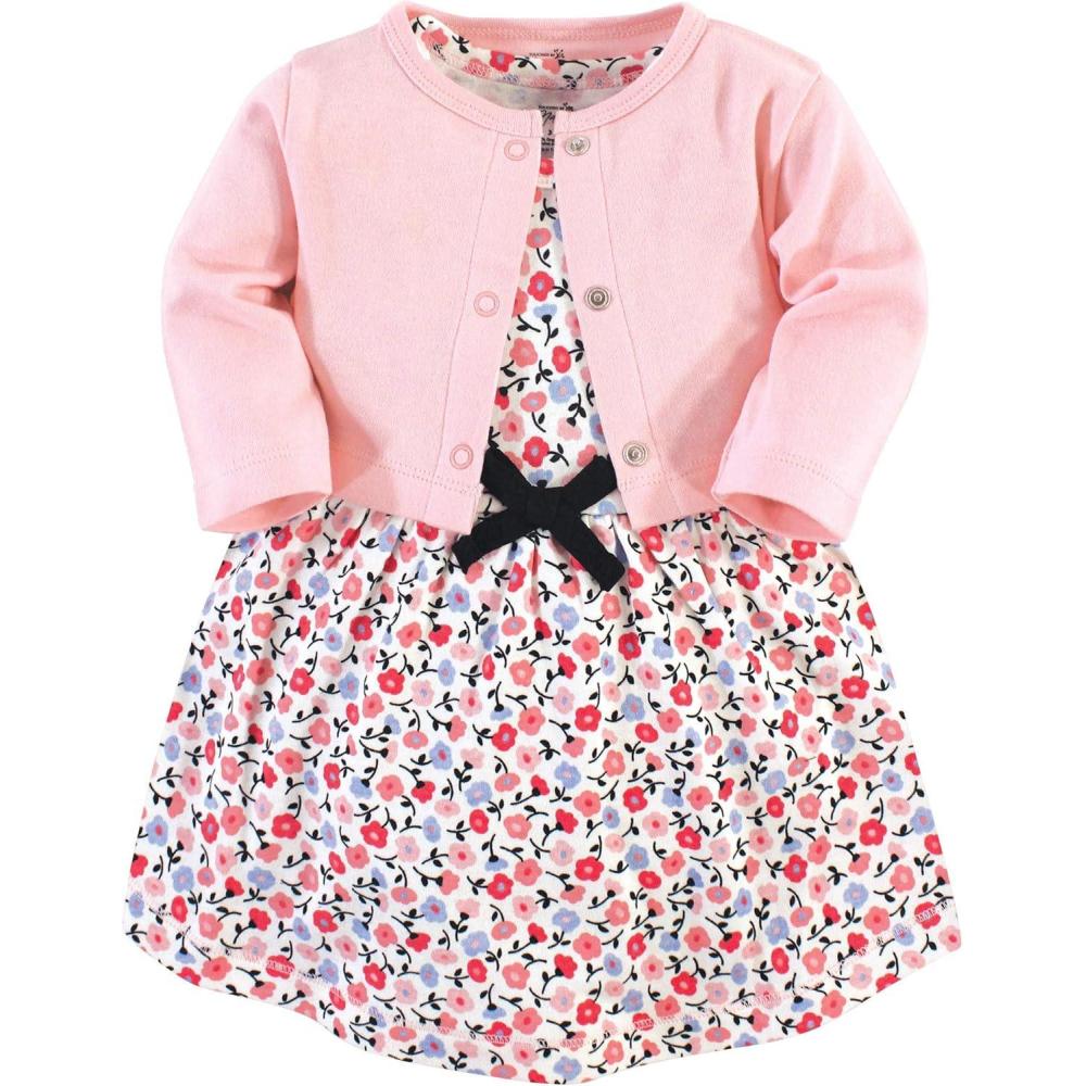 imageTouched by Nature Infant Toddler Girls Organic Cotton Dress and Cardigan Rainbows SunshineDitsy Floral