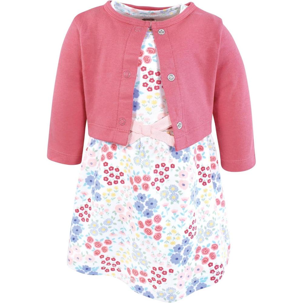 imageTouched by Nature Infant Toddler Girls Organic Cotton Dress and Cardigan Rainbows SunshineFlower Market