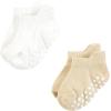 imageTouched by Nature Girls Unisex Baby Organic Cotton Socks with NonSkid Gripper for Fall ResistanceBeige Neutral